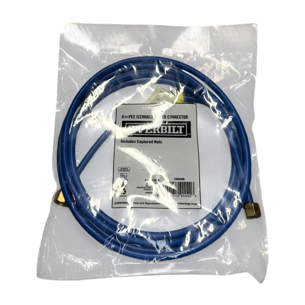 Everbilt 8 Ft PEX Icemaker Water Connector 69004HD Brass Nuts Sealed
